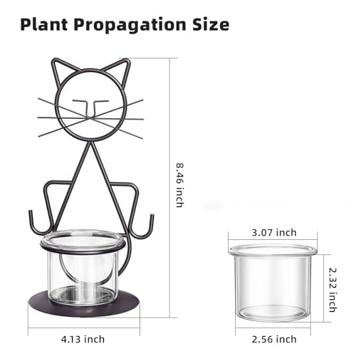 Marbrasse Plant Propagation Station, Cat Plant Terrarium with Metal Stand, Glass Planter Hydroponic Vase Birthday Gifts for Women Home Office Garden Decor Terrarium Supplies - color: Jklw-hand Cat