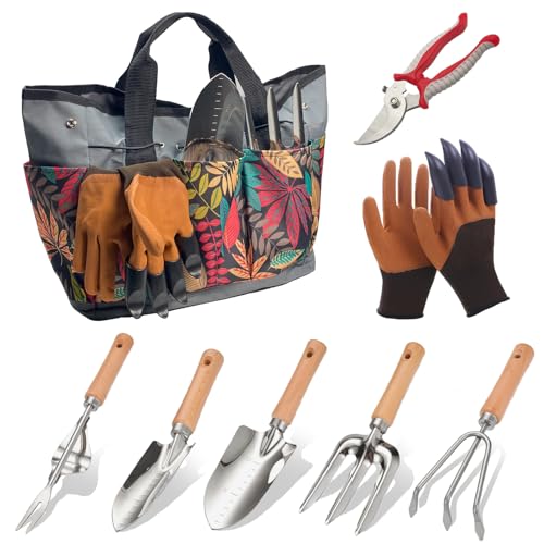 Gardening Tool Set of 8 PCS Stainless Steel Garden Tool Set with Garden Tool Bag Gardening Hand Tools,Ideal Gardening Gifts for Men and Women - color: Flower set