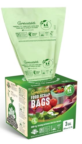 UNNI 3 Gallon Compost Bags for Countertop Bin, 600 CT, Extra Thick 0.71 Mil - size: 600 Count (Pack of 1), style: 3 Gallon