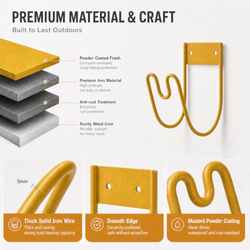Garden Hose Holder Wall Mount, Heavy Duty Metal Hose Hanger (Yellow) - color: Yellow