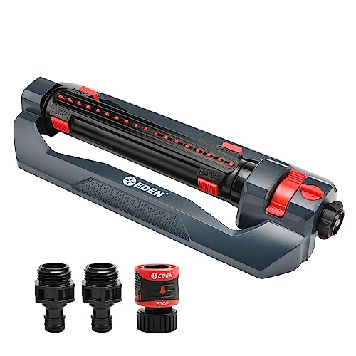 Eden 94094 Turbo Oscillating Sprinkler, Covers Up to 4,000 sq. ft., 18 Precision Nozzles, Adjustable Range and Width, Flow Control, Weighted Base, Quick Connect Starter Set - size: Covers up to 4,000 sq. ft., style: Width Adjustment