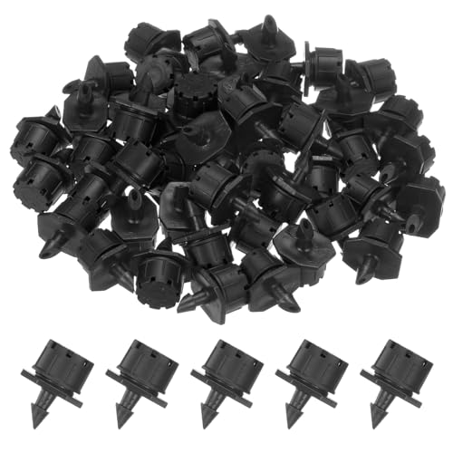M METERXITY 100-Pack 360 Degree Adjustable Irrigation Dripper, 1/4 Inch Barbed Emitter Drip Sprinklers for Garden/Greenhouse/Flower Bed/Watering System, Anti-Clogging Emitters [Black] - color: Black