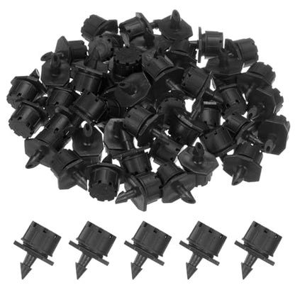 M METERXITY 100-Pack 360 Degree Adjustable Irrigation Dripper, 1/4 Inch Barbed Emitter Drip Sprinklers for Garden/Greenhouse/Flower Bed/Watering System, Anti-Clogging Emitters [Black] - color: Black