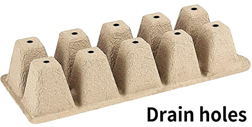 Seed Starter Tray 100 Cells, Biodegradable Peat Pots for Seedlings, 10 Pack 1.8" Square Pulp Nursery Cups with 100 Plant Labels and 2 Transplant Tools for Vegetable Herb