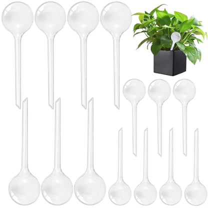 Pynqdfu 14 PCS Plant Watering Globes,Clear Self-Watering Bulbs,Plastic Automatic Watering Globes for Plant Indoor Outdoor,Garden Water Device - size: 7 Medium+7 Small