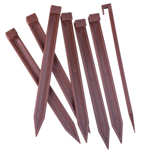 Landscape Edging Spikes, 12 Pcs 10 Inch Garden Stakes Anchoring Spikes for Paver Edging, Weed Barriers, Turf, Tent, Weed Barrier, Timber, Carpentry, Tent etc. (12, Brown) - color: Brown