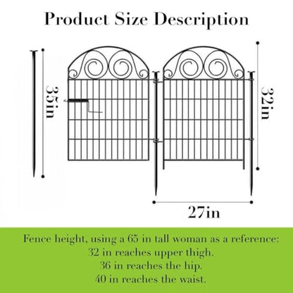 Getlay Tall Garden Fencing Animal Barrier with Gate, 32 Inch(H) 4 Panels Dog Fence Outdoor for Yard, Total Length 8.8 Ft Decorative Fence for Garden│Patented - size: 32''(H)-4panels-8.8ft(L)