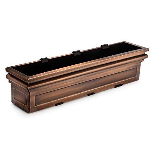 H Potter 36" Copper Finish Window Box Planter with Iron Brackets