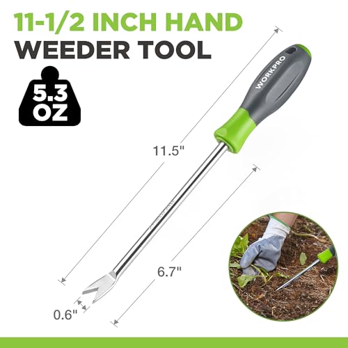 WORKPRO 11.5" Dandelion Weeder Puller Tool + Weed Puller Tool with Long Adjustable Handle (33", 46"), Garden Weed Remover Tool, Easy for Weeding, Detachable Dandelion Picker for Lawn/Yard/Garden
