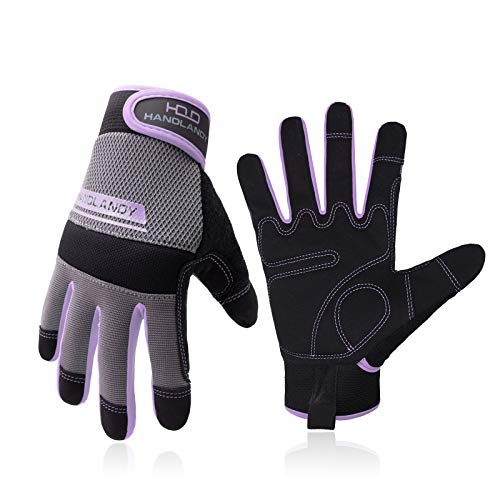 Work Gloves Women, Safety Work Gloves Touchscreen Working Glove for Mechanic, Gardening - color: Purple, size: Medium