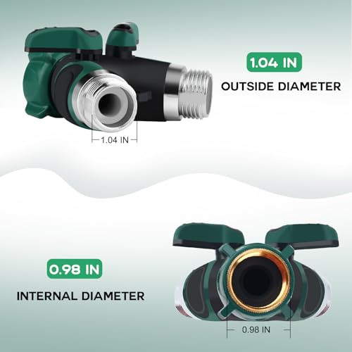 Garden Hose Splitter 2 Way, 3/4" Y Water Hose Splitter with Comfort Rubber Long Handle, Faucet Splitter, Heavy Duty Metal Connector with 2 Kink Free Faucet Extension Hose Protector - color: Hose Splitter With 2 Kink Free