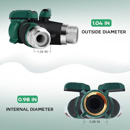 Garden Hose Splitter 2 Way, 3/4" Y Water Hose Splitter with Comfort Rubber Long Handle, Faucet Splitter, Heavy Duty Metal Connector with 2 Kink Free Faucet Extension Hose Protector - color: Hose Splitter With 2 Kink Free
