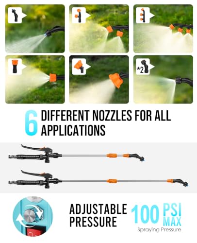 Backpack Sprayer with 2 X 2.5Ah Battery, 5H Continuous Spraying - Weed Sprayer for Lawn Garden 3.2 Gallon, with 7 Nozzles & Telescopic Wand, Battery Powered, Compatible with Makita 18V Battery - size: 3.2 Gallon