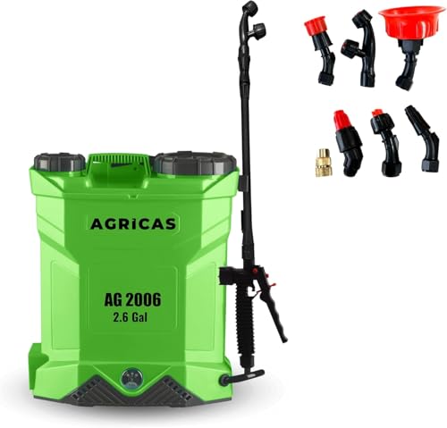Battery Powered Backpack Sprayer 2.6 Gallon, 0-70 PSI Adjustable Pressure, Long-Lasting Lithium-Ion Battery&Charger, 7 Nozzles, Lawn and Garden Electric Sprayer for Weed/Pest Control Watering and more - color: Model3-AG2006-2.6 Gal