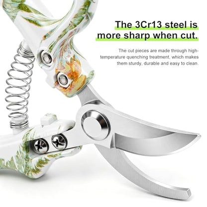 Garden Pruning Shears, Bypass Pruning Shears, Easy Lock, Floral Patterns, Professional Garden Clippers for Plants and Flowers - color: Bypass