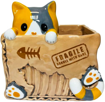 Streamline Imagined Cat in the Box Planter - color: Cat in the Box