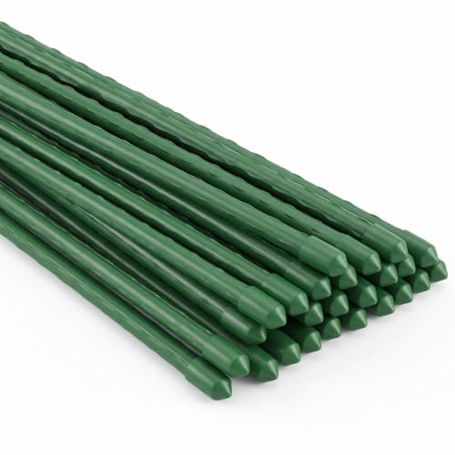 Xiny Tool Garden Stakes, 15 Pack 8 FT Steel Plant Garden Tomato Stakes with Plastic Coat for Climbing Plants (96 Inch) - size: 96 Inch