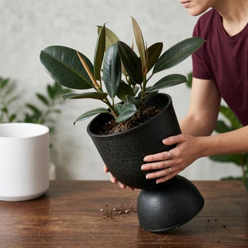 KOL 15 Inch Tall Planters, Black Plastic Urn Planters, 2 Pack - color: Black, size: Bundle: 15"+15"