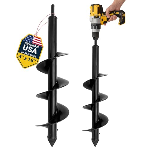 K-Brands Auger Drill Bit for Planting – 4 x 16 Inch – 3/8'' Hex Drive Drill - size: 4 x 16 Inch