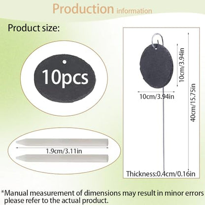 Slate Plant Labels Garden Markers Signs Labels with Stainless Steel Stake & Marker Pen Waterproof Slate Plant Labels for Flowers, Herbs, Potted Plants, Seed (Round, 10PCS) - size: 10PCS, style: Round