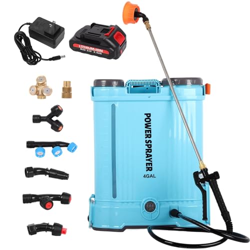 4.2 Gallon Battery Powered Backpack Sprayer, 21V Powerful Electric Sprayers in Lawn and Garden, 41" Telescopic Wand Battery Powered Sprayer, 80PSI Adjustable Pressure Yard Sprayer with 8 Nozzles