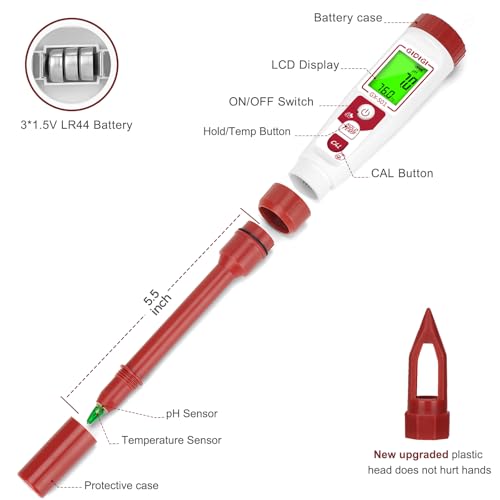 Digital pH Meter with Calibration Kits for Soil Water Food