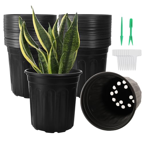100 Pack 1 Gallon Flexible Plant Nursery Pots - size: 1 gallon--6.5 inch(100pcs)