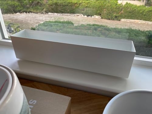 Modern 16" White Steel Trough Planter - Suitable for Indoor Use - color: 1pc White