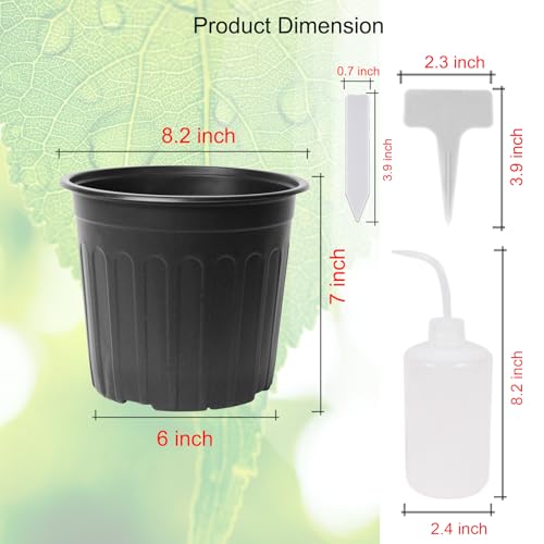 60-Pack 2 Gallon Flexible Plastic Plant Pots with 50Pcs Plant Labels,Thickened Soft Seed Starting Container for Indoor Outdoor Plants, Seedlings, Vegetables, Succulents and Cuttings - size: 2 Gallon