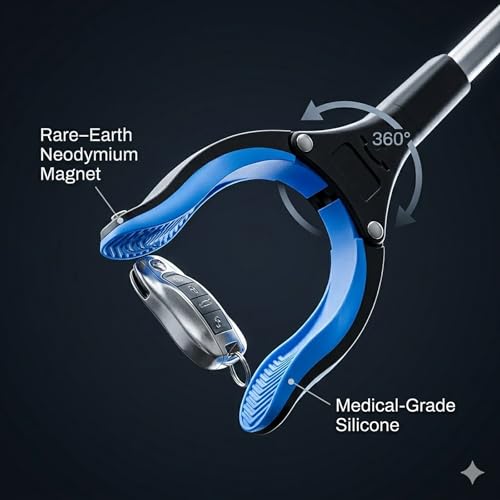 Grabber Reacher Tool - 32” Extra Long Foldable Gripper and Reaching Tool - Heavy Duty Pick Up Stick Grabbers for Seniors, Trash, Surgery Recovery Must Haves Gifts (Blue-2pc) - color: Blue-2pc