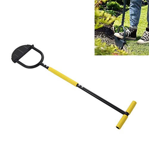 Manual Lawn Edger, Garden Edging Tool with Saw Tooth Steel, T Handle with Sponge Cover, Wide Pedal for Effortless Trimming, Half Moon Lawn Edger for Sidewalks Driveways Gardens an