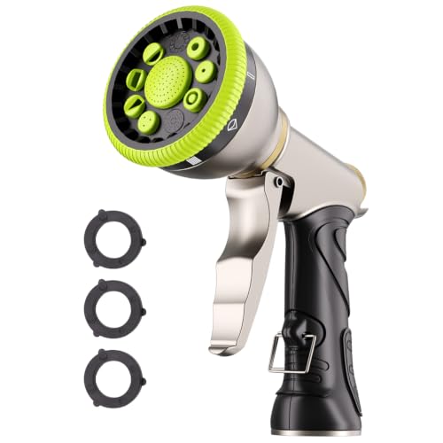 Besiter Garden Hose Nozzle Sprayer, Heavy Duty Metal Water Hose Nozzle - color: Green