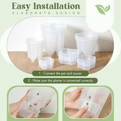Wonderjune Self Watering Planter, 4.72'', 5.91'', 7.09'', Clear, 6 Pcs - color: Clear, size: 4.72'', 5.91'', 7.09''
