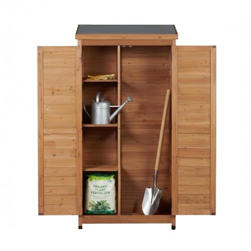 Space-Saving Outdoor Storage Cabinet for Patio and Garden Tools - color: Gold - 33.50 X 18.50 X 68.00 Inch