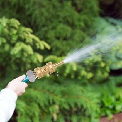 Hourleey 2 Set Heavy Duty Brass Hose Nozzle, Pressure Jet Nozzle with Hose Shutoff Valve, 3/4" GHT Nozzles for Garden Hose, Car Wash, Extra 4 Rubber Washers