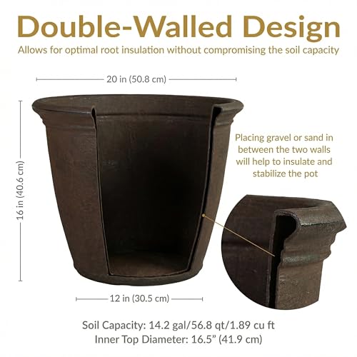 Sunnydaze Anjelica 20'' Large Plastic Planter Pot for Plants, Sable - color: Sable, size: 20 in