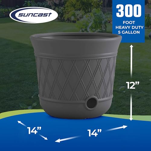Suncast 2 Pack 14" x 12" Round Resin Decorative Weatherproof Outdoor Hideaway Standard Garden Hose Storage Pot with Drainage Holes, Gray - size: 2 Pack