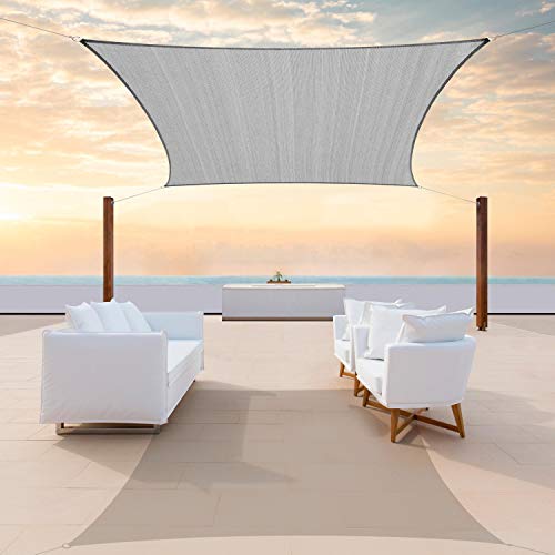 ColourTree 8' x 19' Grey Rectangle Sun Shade Sail for Patio