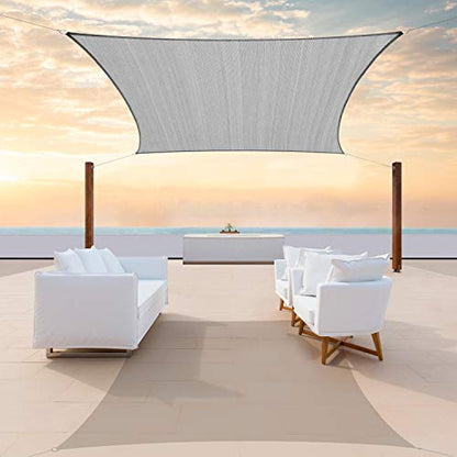 ColourTree 8' x 19' Grey Rectangle Sun Shade Sail for Patio