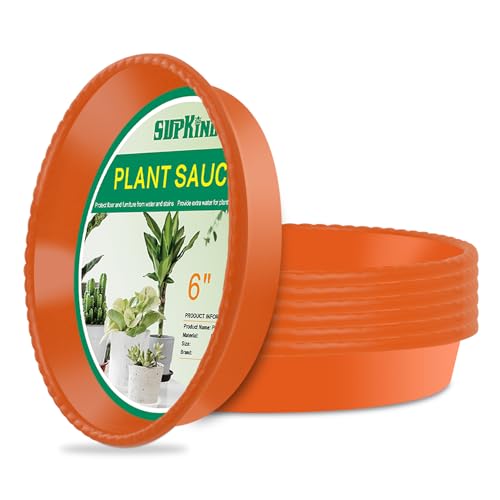 SupKing 6 Pack Plant Saucers Drip Tray,6 Inch Heavy Sturdy Plastic Flower Pot Saucers for Indoor, Plastic Planter Water Tray for Plant Pots Liners (6''-Terracotta) - color: Terracotta, size: 6in - 6 Pack