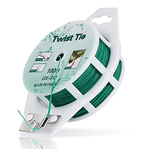 YDSL 328ft (100m) Twist Ties, Green Garden Plant Ties with Cutter for Gardening and Office Organization, Home - color: Green