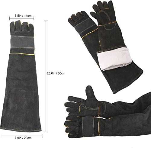 AOWPFVV Animal Handling Gloves Bite Proof for Dogs,Cats, 23.6in Large - color: Black Size Large 23.6in