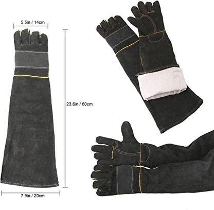 AOWPFVV Animal Handling Gloves Bite Proof for Dogs,Cats, 23.6in Large - color: Black Size Large 23.6in