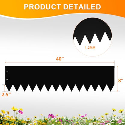 20ft. 40" L × 8" H Metal Landscape Edging, 6 Pack Garden Border - size: 8 Inch