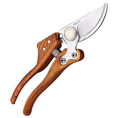 Pruning Shears, High Carbon Steel Heavy Duty Anti-Slip Garden Shears - color: Wood Grain