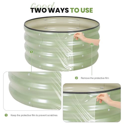 G GOOD GAIN Round Raised Garden Bed Outdoor, 2x2x1ft, 2Pcs, Olive Green - color: Olive Green, size: 2x2x1 FT (2 Packs)