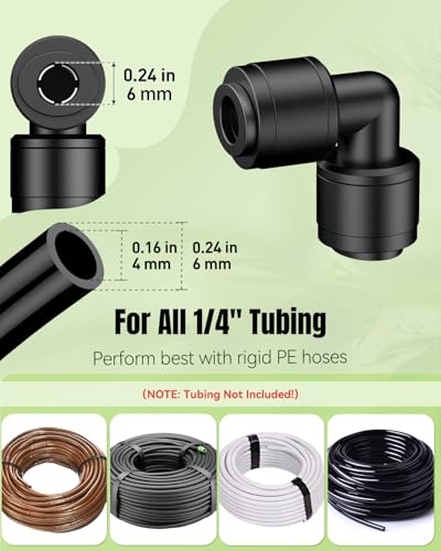 Pawfly 15 Pcs Quick Connect 1/4" Drip Irrigation Elbow Connectors, Anti-Leak Drip Irrigation Parts, Push-to-Fit 2-Way Elbows, Universal 90 Degree Elbow Fittings for 1/4 Inch Irrigation Tubing - size: 1/4" Nut Elbow