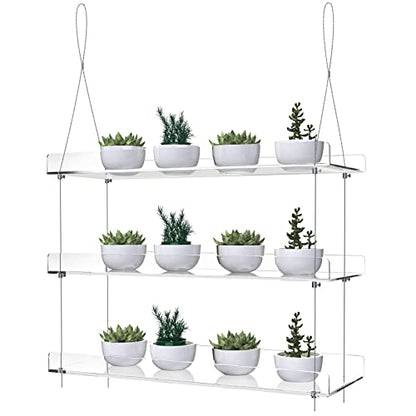 3-Tier Hanging Acrylic Plant Shelves for Windows - color: 3 Tier