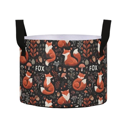 7 Gallon Grow Bags 1 Pack Plant Fabric Pots Flower Nursery Garden Vegetable Small Plant Pot 14.2 x 9.8 in Large Indoor Planter with Handles Black Foxes Mushrooms - color: Black Foxes Mushrooms, size: L14.2x9.8in
