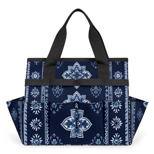 Westward Floral Gardening Tool Bag,Heavy Duty Garden Tote Bag,Portable Oxford Gardening Storage Basket Organizer Handbag with Pockets Handle,Hand Tools Gifts for Outdoor Garden Lawn Yard - color: color-4